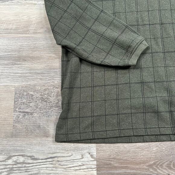 Arrow Vintage Olive Green Long Sleeve Polo Shirt Plaid XL Grandpa Style - Picture 2 of 5